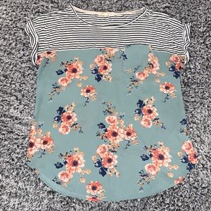 Rewind size Medium striped and floral print shirt with front pocket